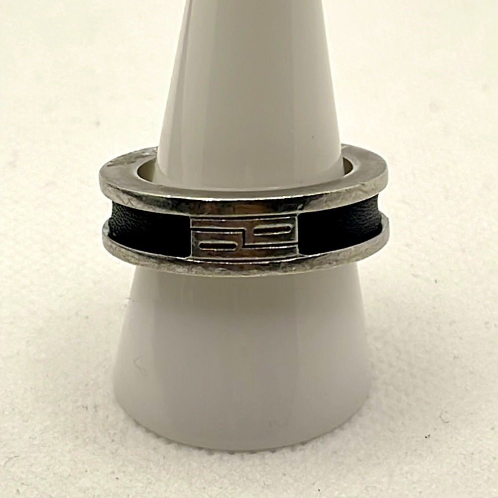 Pianegonda Sterling Silver/Black Band Modernist Ring